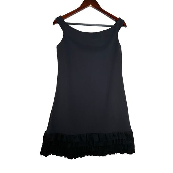 Chiara Boni Mini Dress Size 8 Black Cocktail Retro A-Line Rigmore Illusion Italy - Picture 5 of 10